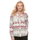 Juniors' Candie's&reg; Piped Roll-tab Blouse, Teens, Size: Xs, White Oth