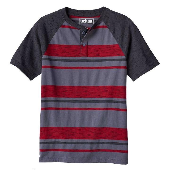Boys 8-20 Urban Pipeline&reg; Raglan Henley Top, Boy's, Size: Large, Red