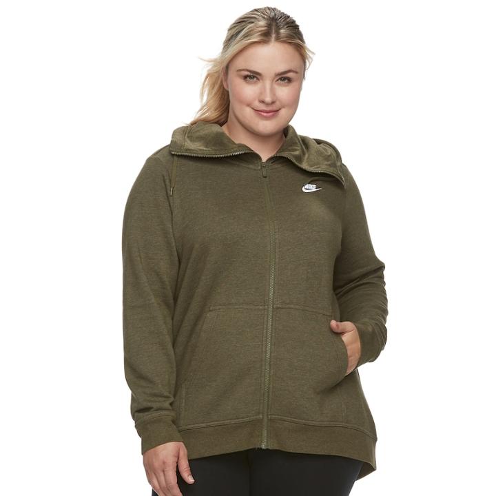 Plus Size Nike Funnel Neck Fleece Jacket, Women's, Size: 2xl, Green