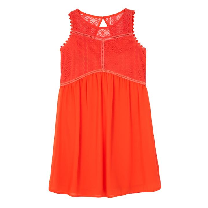 Girls 7-16 Iz Amy Byer Illusion Lace Bodice Shift Dress, Size: 14, Orange
