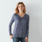 Women's Sonoma Goods For Life&trade; Marled V-neck Tee, Size: Small, Dark Blue