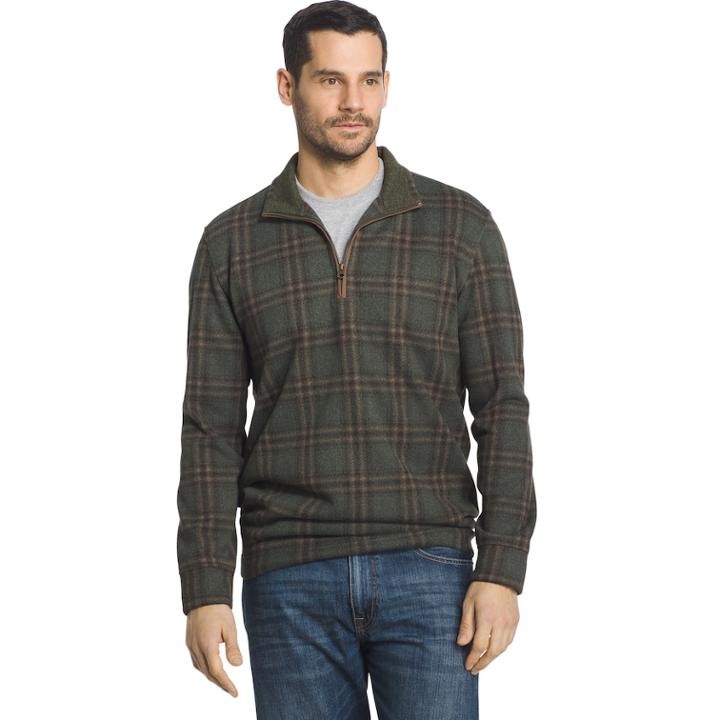 Big & Tall Men's Arrow Classic-fit Windowpane Fleece Quarter-zip Sweater, Size: 2xb, Green Oth