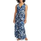 Plus Size Chaps Paisley Surplice Maxi Dress, Women's, Size: 16 W, Blue (navy)