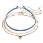Mudd&reg; Disc Link & Triangle Choker Necklace Set, Women's, Blue
