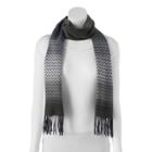 Softer Than Cashmere Ombre Zigzag Fringed Oblong Scarf, Women's, Black