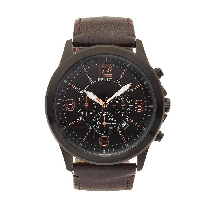 Relic Men's Colby Leather Watch, Size: Xl, Brown