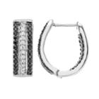 Sophie Miller Cubic Zirconia Sterling Silver U-hoop Earrings, Women's, Black