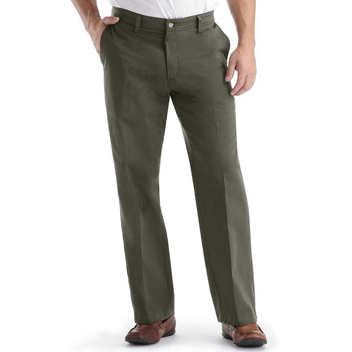 Men's Lee Custom Fit Relaxed-fit Flat-front Pants, Size: 36x29, Green