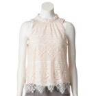 Women's Lc Lauren Conrad Mockneck Lace Top, Size: Xs, White Oth