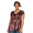 Plus Size Rock & Republic&reg; Tie-dye Cutout Shoulder Top, Women's, Size: 0x, Med Purple