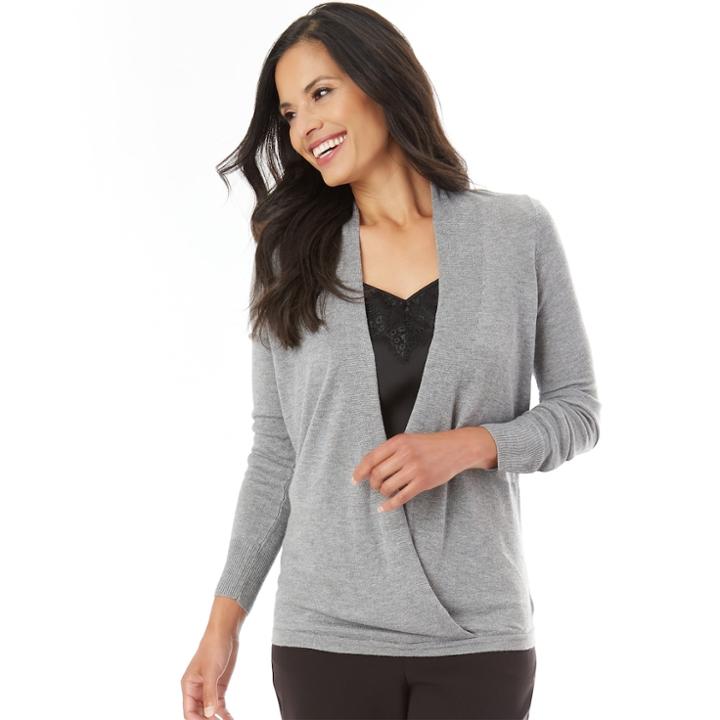 Women's Apt. 9&reg; Faux-wrap Sweater, Size: Medium, Light Grey