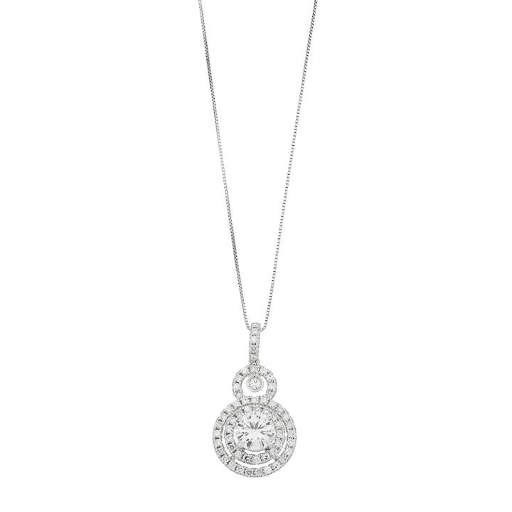 Forever Brilliant 14k White Gold 1 5/8 Carat T.w. Lab-created Moissanite Double Halo Pendant, Women's, Size: 18