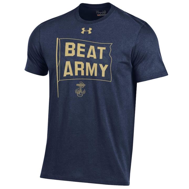 Men's Under Armour Navy (blue) Midshipmen Charged Tee, Size: Xxl