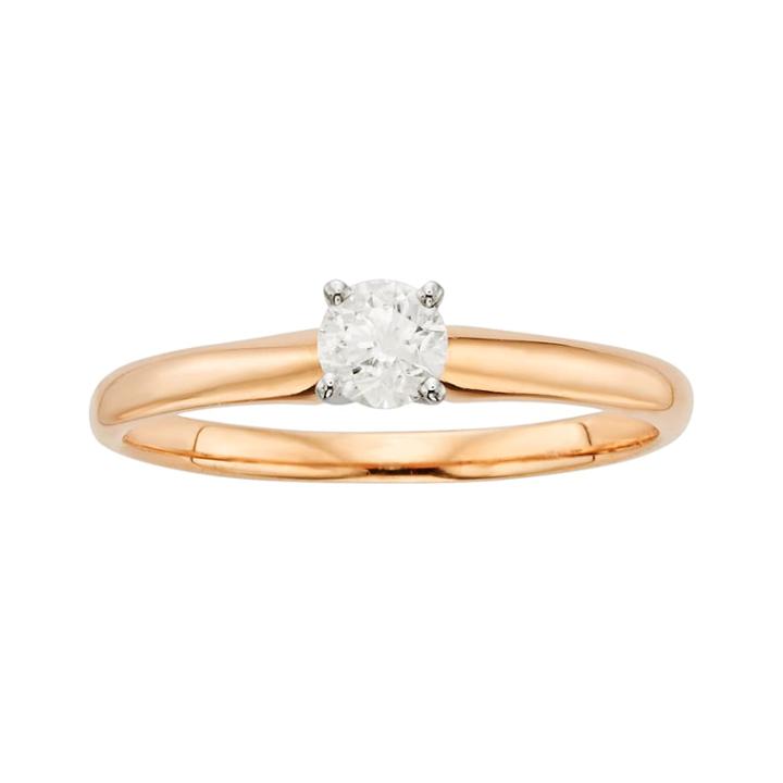 Round-cut Diamond Solitaire Engagement Ring In 14k Rose Gold (1/3 Ct. T.w.), Women's, Size: 8, White