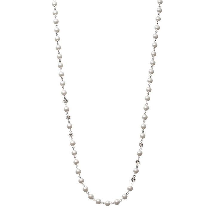 Simply Vera Vera Wang Simulated Pearl & Simulated Crystal Necklace, Women's, White