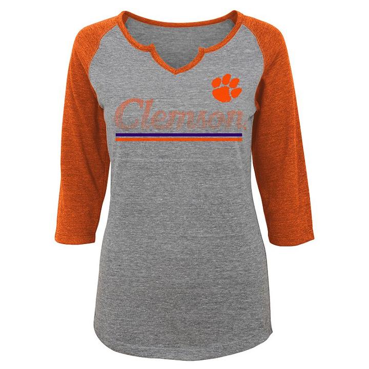 Women's Clemson Tigers Over The Line Tee, Size: Medium, Dark Grey