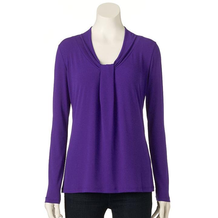 Women's Dana Buchman Knot-front Top, Size: Xl, Purple