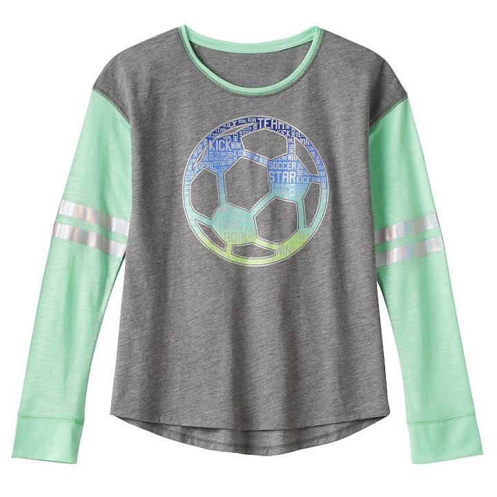 Girls 7-16 & Plus Size So&reg; Blocked Long Sleeve Graphic Tee, Girl's, Size: 18 1/2, Turquoise/blue (turq/aqua)