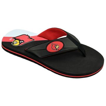 Men's College Edition Louisville Cardinals Flip-flops, Size: Large, Black