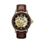 Relic Men's Automatic Leather Skeleton Watch, Size: Large, Brown, Durable