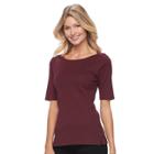 Women's Croft & Barrow&reg; Side-button Top, Size: Large, Red