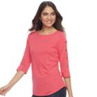 Women's Apt. 9&reg; Button Accent Top, Size: Xxl, Med Pink