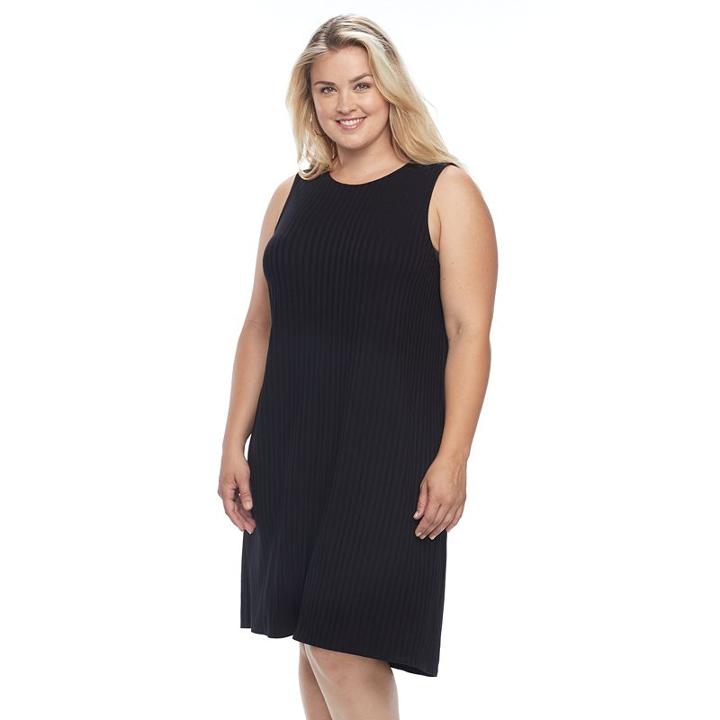 Plus Size Apt. 9&reg; Ribbed Shift Dress, Women's, Size: 0x, Black