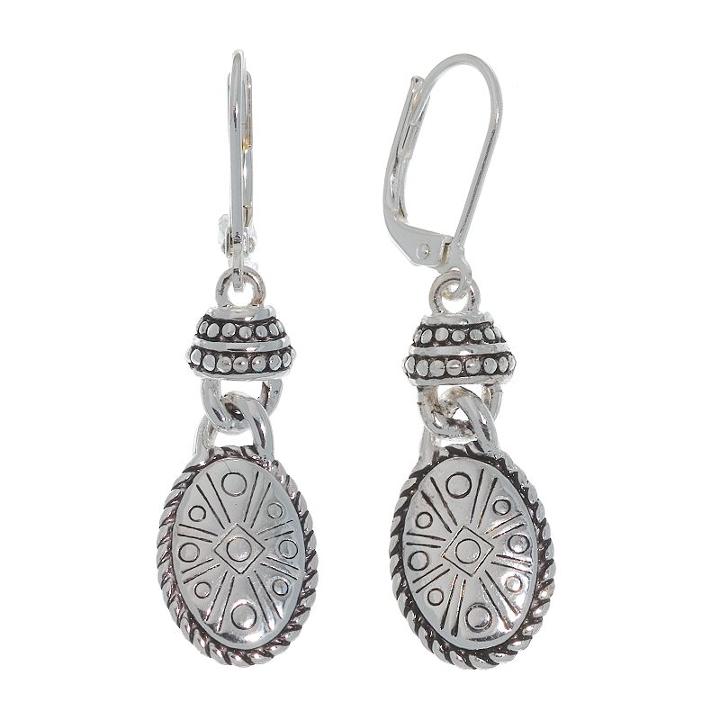 Napier Silver-tone Oval Drop Earrings, Women's, Grey