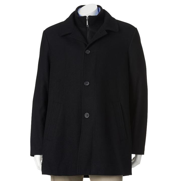 Men's Billy London Slim-fit 34-in. Wool-blend Car Coat, Size: 44 - Regular, Black