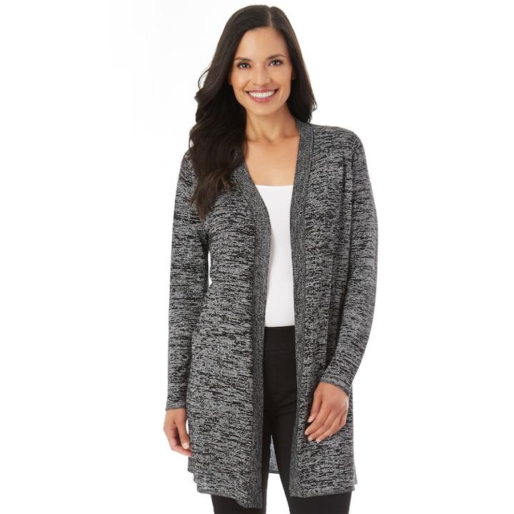 Women's Apt. 9&reg; Marled Long Cardigan Sweater, Size: Large, Black