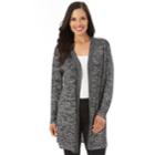 Women's Apt. 9&reg; Marled Long Cardigan Sweater, Size: Large, Black