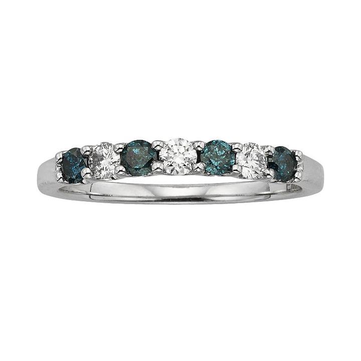 14k White Gold 1/2-ct. T.w. Igl Certified Blue And White Diamond Ring, Women's, Size: 8
