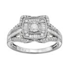1/2 Carat T.w. Diamond 10k White Gold Halo Ring, Women's, Size: 5