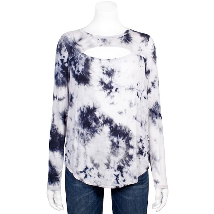Juniors' Grayson Threads Tie-dye Cutout Tee, Teens, Size: Large, White
