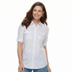Women's Croft & Barrow&reg; Roll-tab Woven Shirt, Size: Small, White