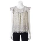Juniors' Lily Rose Ruffle Sleeve Lace Top, Girl's, Size: Small, Brown Oth