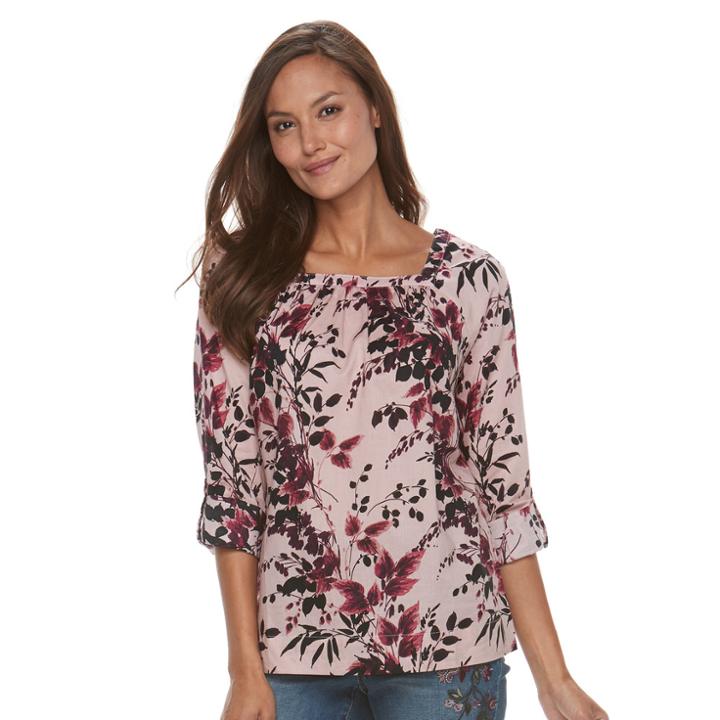 Women's Croft & Barrow&reg; Patterned Tunic Top, Size: Xl, Pink