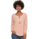 Women's Sonoma Goods For Life&trade; Embroidered Peasant Top, Size: Large, Med Pink