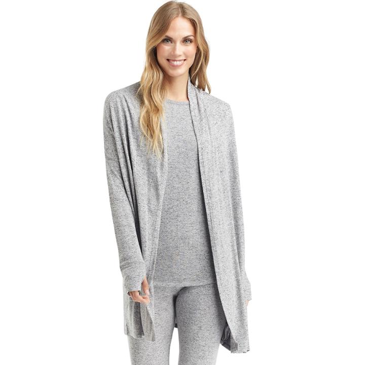 Women's Cuddl Duds Soft Knit Wrap Cardigan, Size: L-xl, Med Grey