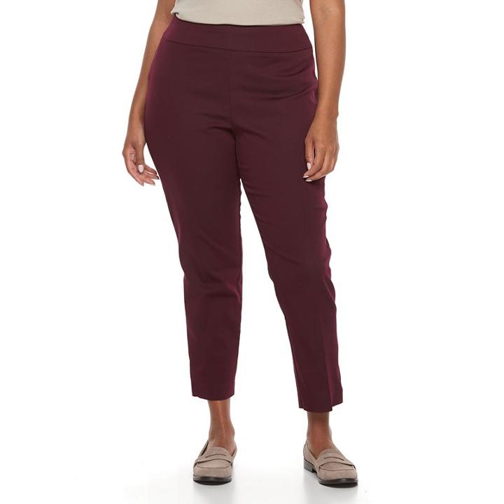 Plus Size Croft & Barrow&reg; Stretch Pull-on Ankle Pants, Women's, Size: 18 W, Drk Purple