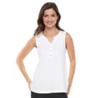 Women's Croft & Barrow&reg; Peasant Henley Tank, Size: Xs, White