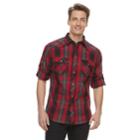 Men's Rock & Republic Western Plaid Button-down Shirt, Size: Xxl, Black
