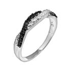 Silver-plated Cubic Zirconia Crisscross Ring, Women's, Size: 9, Black