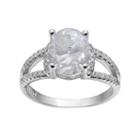 Primrose Sterling Silver Cubic Zirconia Oval Ring, Women's, Size: 9, Grey