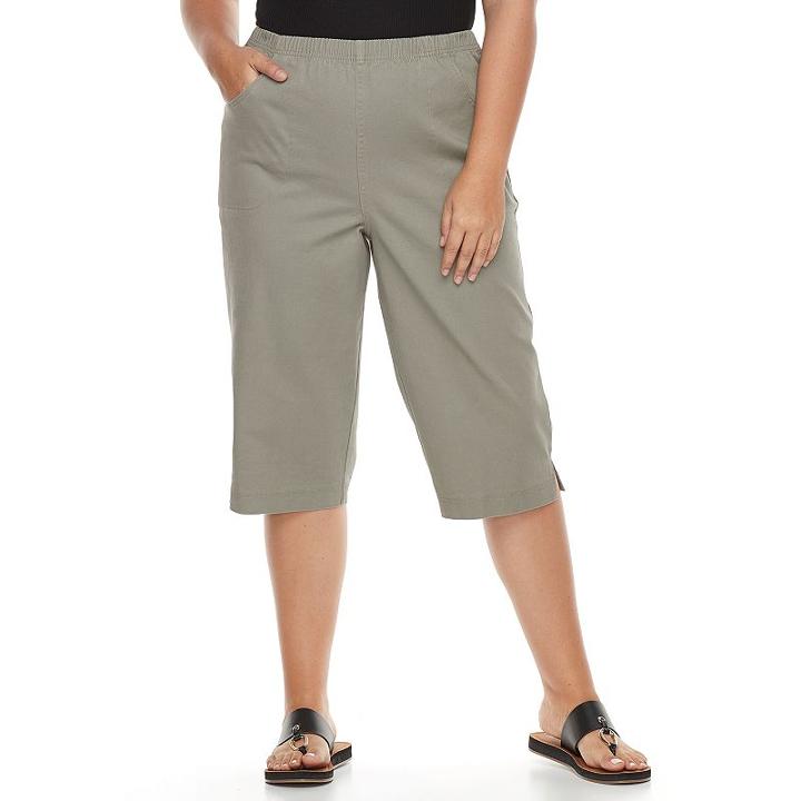 Plus Size Croft & Barrow&reg; Vented Skimmer Capris, Women's, Size: Regular, Green