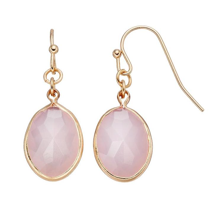 Lc Lauren Conrad Pink Faceted Oval Drop Earrings, Women's