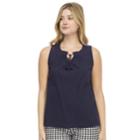 Women's Izod Eyelet Splitneck Tank, Size: Xl, Blue (navy)