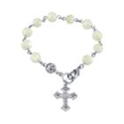 1928 Mother-of-pearl Beaded Cross Charm Bracelet, Women's, Size: 7, Grey