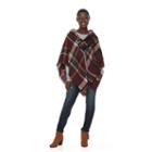 Apt. 9&reg; Frayed Mad For Plaid Poncho, Women's, Red Other