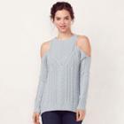 Women's Lc Lauren Conrad Crewneck Cold-shoulder Sweater, Size: Small, Light Blue